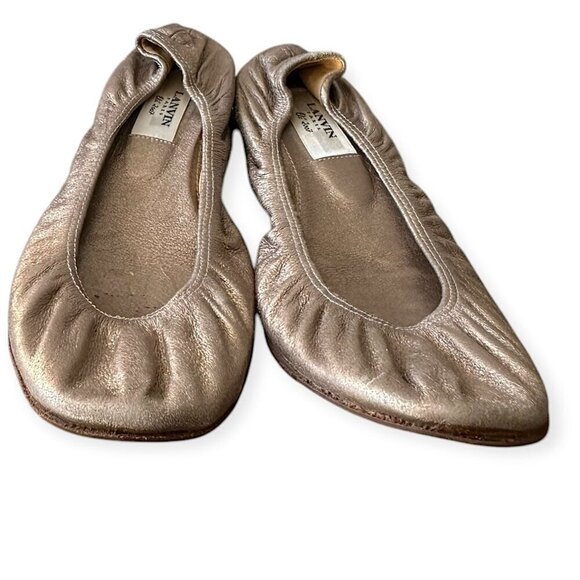 Lanvin Classic Ballerina Flats‎ in  Soft Gold Leather - Picture 8 of 12